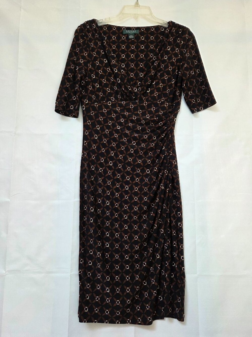 Lauren Ralph Lauren Size 4 Jersey Short Sleeve Midi Wrap Dress Preppy Workwear